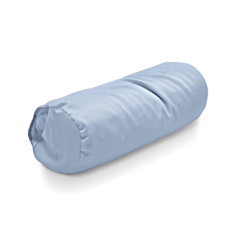 Bean Products Cotton Neck Roll Pillowcase - Hypoallergenic and Smooth Natural Fabric Pillow Protector - Soft and Breathable Sateen Weave Pillow Cover with Enclosed Sleeve Design - Made in USA - Blue, 6" x 16" - Image 1
